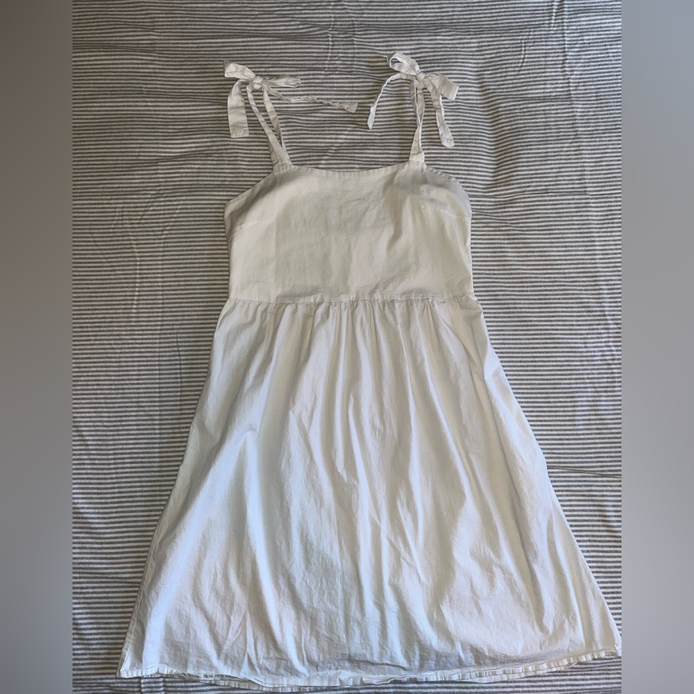 White Sleeveless Dress with Bow Straps